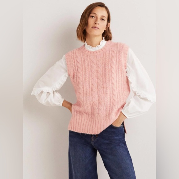 Anthropologie Boden Wool Knit Mohair Sweater Vest Dark Sage Green - Picture 8 of 8